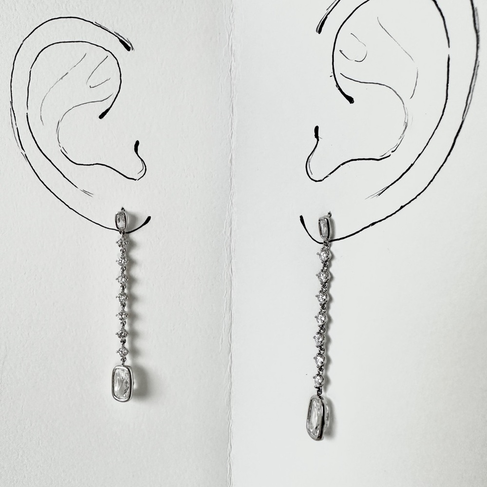 Refined Platinum Drop Earrings